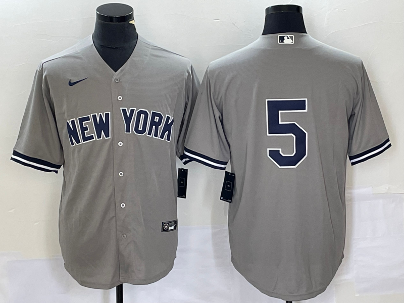 Men's New York Yankees #5 Joe DiMaggio Grey Cool Base Stitched Baseball Jersey